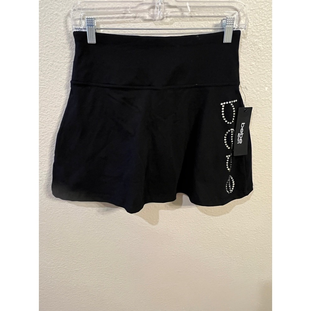 Bebe Sport Black Rhinestone Logo Skort Tennis Golf Athleisure Skirt Size S